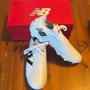 New Balance White Soccer Cleats